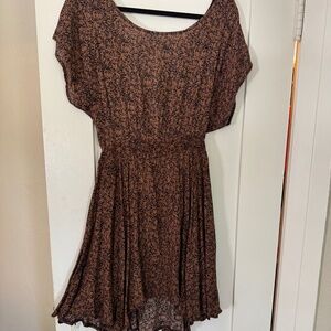 Christy Dawn Dress in a Black and Brown Floral Pattern with a back tie/keyhole.
